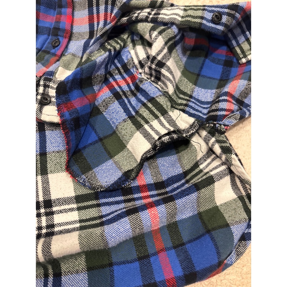 Madewell Ex-Boyfriend Plaid Flannel Shirt Blue Green Red Pockets E4756 XS - Picture 3 of 5